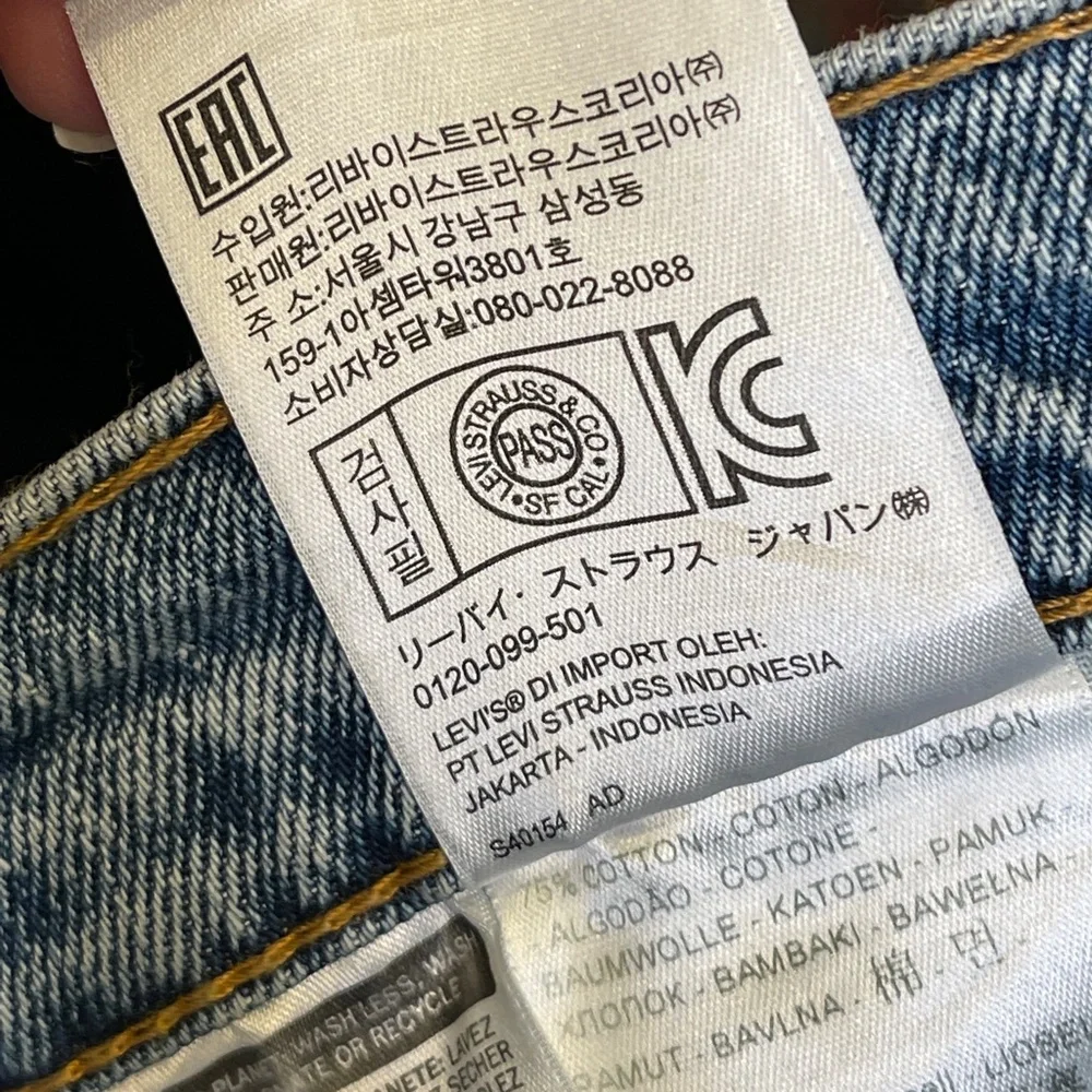 Levi’s 512 Perfect Medium Wash Factory Distressed High Rise Slim Tapered Jeans